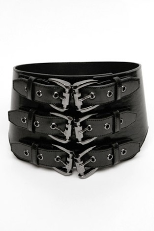 Black matte leather corset belt by Burberry